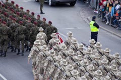 Polish soldiers marching on army parade on May 3, 2019 in Warsaw, Poland royalty free stock photo Polish soldiers marching on army parade on May 3, 2019 in Warsaw, Poland royalty free stock photo