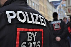 Politie in München tijdens voetbalrel stock foto's Politie in München tijdens voetbalrel stock foto's