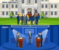 Politiek twee vlakke geplaatste banners vector illustratie Politiek twee vlakke geplaatste banners vector illustratie