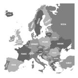 Politische Karte von Europa-Kontinent in vier Schatten Grau vektor abbildung Politische Karte von Europa-Kontinent in vier Schatten Grau vektor abbildung