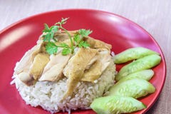 Pollo cotto a vapore con riso - graffetta dell'alimento, Hainanese, Singapore Fotografia Stock Libera da Diritti Pollo cotto a vapore con riso - graffetta dell'alimento, Hainanese, Singapore Fotografia Stock Libera da Diritti