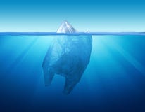 Poluição do ambiente do saco de plástico com iceberg imagens de stock royalty free Poluição do ambiente do saco de plástico com iceberg imagens de stock royalty free