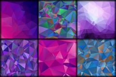 Polygonal collection violet geometric backgrounds. stock illustration Polygonal collection violet geometric backgrounds. stock illustration