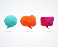 Polygonal geometric, vector 3D speech bubbles set vector illustration Polygonal geometric, vector 3D speech bubbles set vector illustration