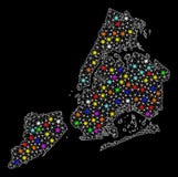 Mesh Wire Frame Map of New York City with Bright Light Spots royalty free illustration Mesh Wire Frame Map of New York City with Bright Light Spots royalty free illustration