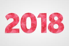 2018 polygonal vector symbol. Happy New Year illustration. red and white infographic logo on grey gradient background vector illustration 2018 polygonal vector symbol. Happy New Year illustration. red and white infographic logo on grey gradient background vector illustration