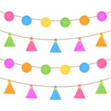 Pom poms and tassels on string vector graphic Royalty Free Stock Images Pom poms and tassels on string vector graphic Royalty Free Stock Images