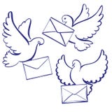 Pombo com envelope, letra, esboço tirado da ilustração do vetor dos desenhos animados da coleção do ícone mão ajustada ilustração royalty free Pombo com envelope, letra, esboço tirado da ilustração do vetor dos desenhos animados da coleção do ícone mão ajustada ilustração royalty free
