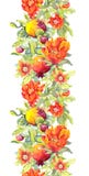 Pomegranate Fruits, Red Flowers. Seamless Floral Border. Watercolor Banner Royalty Free Stock Photography Pomegranate Fruits, Red Flowers. Seamless Floral Border. Watercolor Banner Royalty Free Stock Photography