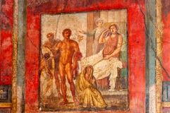 Pompeji, die beste konservierte arch?ologische Fundst?tte in der Welt, Italien Freskos auf der Innenwand zu Hause zerst?rt durch lizenzfreies stockbild Pompeji, die beste konservierte arch?ologische Fundst?tte in der Welt, Italien Freskos auf der Innenwand zu Hause zerst?rt durch lizenzfreies stockbild