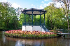 Pond And Tulips In Vondelpark Royalty Free Stock Images Pond And Tulips In Vondelpark Royalty Free Stock Images