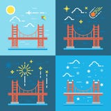 Pont, d'or, porte, vecteur, San, Francisco, illustration, rouge, illustration libre de droits Pont, d'or, porte, vecteur, San, Francisco, illustration, rouge, illustration libre de droits