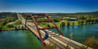 Pont de Pennypecker au-dessus de lac Austin, le Texas Image libre de droits Pont de Pennypecker au-dessus de lac Austin, le Texas Image libre de droits