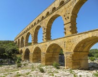 Pont du Gard, Antyczny Romański akwedukt w Południowym Francja obraz royalty free Pont du Gard, Antyczny Romański akwedukt w Południowym Francja obraz royalty free