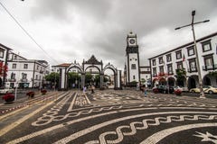 PONTA DELGADA, PORTUGAL - July, 2018: City Gates at the historical center of Ponta Delgada, the capital of Azores Islands.