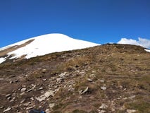 ponta Neve-tampada da montanha a mais alta em Ucrânia, Hoverla fotografia de stock ponta Neve-tampada da montanha a mais alta em Ucrânia, Hoverla fotografia de stock