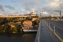 Ponte Luis I and Serra do Pilar at Sunset in Portugal stock images Ponte Luis I and Serra do Pilar at Sunset in Portugal stock images
