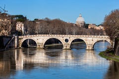 Ponte Sisto and San Pietro. Tiber river. Rome Italy. royalty free stock images Ponte Sisto and San Pietro. Tiber river. Rome Italy. royalty free stock images