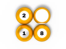 Pool billiard balls in new year 2018 position. 3D. Rendering vector illustration Pool billiard balls in new year 2018 position. 3D. Rendering vector illustration