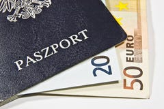 Pools paspoort met euro stock afbeeldingen Pools paspoort met euro stock afbeeldingen