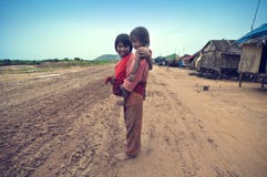 Poor Cambodian Kids Royalty Free Stock Photo