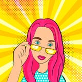 Pop art girl in glasses. royalty free illustration Pop art girl in glasses. royalty free illustration