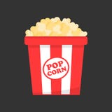 Popcorn in der Papierkasten-Vektorikone stock abbildung Popcorn in der Papierkasten-Vektorikone stock abbildung