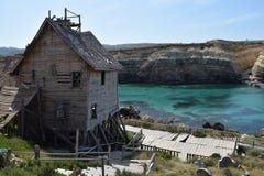  Popeye wioska, filmset rodziny park, wyspa Malta Obraz Royalty Free