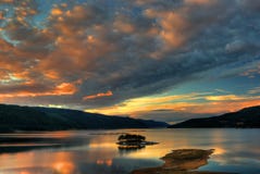 Por do sol da represa Imagem de Stock Royalty Free Por do sol da represa Imagem de Stock Royalty Free