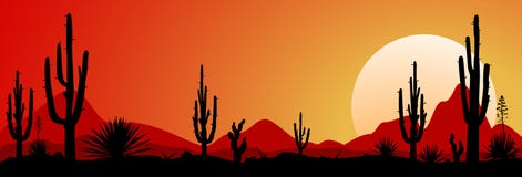 Por do sol 1 do deserto de México ilustração stock Por do sol 1 do deserto de México ilustração stock
