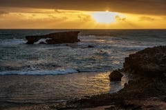 Por do sol no promontório na veste, Sul da Austrália fotografia de stock royalty free Por do sol no promontório na veste, Sul da Austrália fotografia de stock royalty free