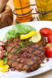 Pork Steak,grilled With Salad Stock Images