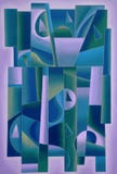 Porpora geometrica di arte di Digital, blu del greensand illustrazione di stock Porpora geometrica di arte di Digital, blu del greensand illustrazione di stock