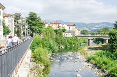 Porretta Terme - August 2, 2015 - Reno river bridge Stock Photography Porretta Terme - August 2, 2015 - Reno river bridge Stock Photography