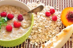 Porridge Of Oat-flakes With Berries And Fruit Stock Image