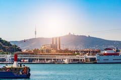 Port in Barcelona, sunny summer day stock photography Port in Barcelona, sunny summer day stock photography
