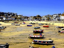 Port et ville, St Ives, les Cornouailles, R-U. photo stock Port et ville, St Ives, les Cornouailles, R-U. photo stock