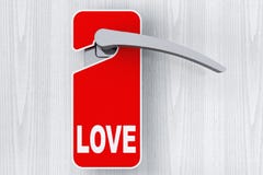 A porta com não perturba o sinal da etiqueta e do amor Fotos de Stock A porta com não perturba o sinal da etiqueta e do amor Fotos de Stock