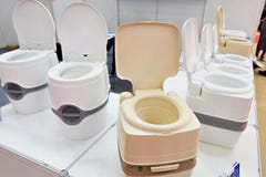 Portable Chemical Toilets In Shop At Exhibition Royalty Free Stock Photo Portable Chemical Toilets In Shop At Exhibition Royalty Free Stock Photo