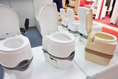 Portable Toilets In Shop At Exhibition Royalty Free Stock Photography Portable Toilets In Shop At Exhibition Royalty Free Stock Photography