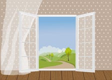 Porte aperte sul contesto del paesaggio naturale royalty illustrazione gratis Porte aperte sul contesto del paesaggio naturale royalty illustrazione gratis