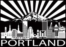 Portland City Skyline And Mount Hood Black White Vector Illustration Stock Photography Portland City Skyline And Mount Hood Black White Vector Illustration Stock Photography