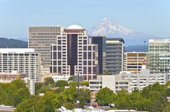 Portland Oregon Skyline With Mt. Hood. Stock Image
