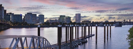 Portland Skyline by the Boat Dock at Sunset Stock Image Portland Skyline by the Boat Dock at Sunset Stock Image