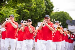 Marching band with tubas at the event royalty free stock photography Marching band with tubas at the event royalty free stock photography