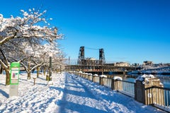 Portland Waterfront in Winter stock photo Portland Waterfront in Winter stock photo