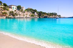 Porto Cristo strand i Manacor Majorca Mallorca fotografering för bildbyråer Porto Cristo strand i Manacor Majorca Mallorca fotografering för bildbyråer