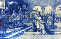 Porto Portugal - Oktober 13, 2016: Azulejo panel i saoen Ben Royaltyfria Foton Porto Portugal - Oktober 13, 2016: Azulejo panel i saoen Ben Royaltyfria Foton