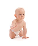 Portrait of adorable baby boy crawling over white Royalty Free Stock Photos Portrait of adorable baby boy crawling over white Royalty Free Stock Photos