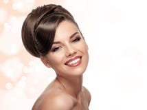 Portrait of attractive caucasian smiling woman stock photos Portrait of attractive caucasian smiling woman stock photos